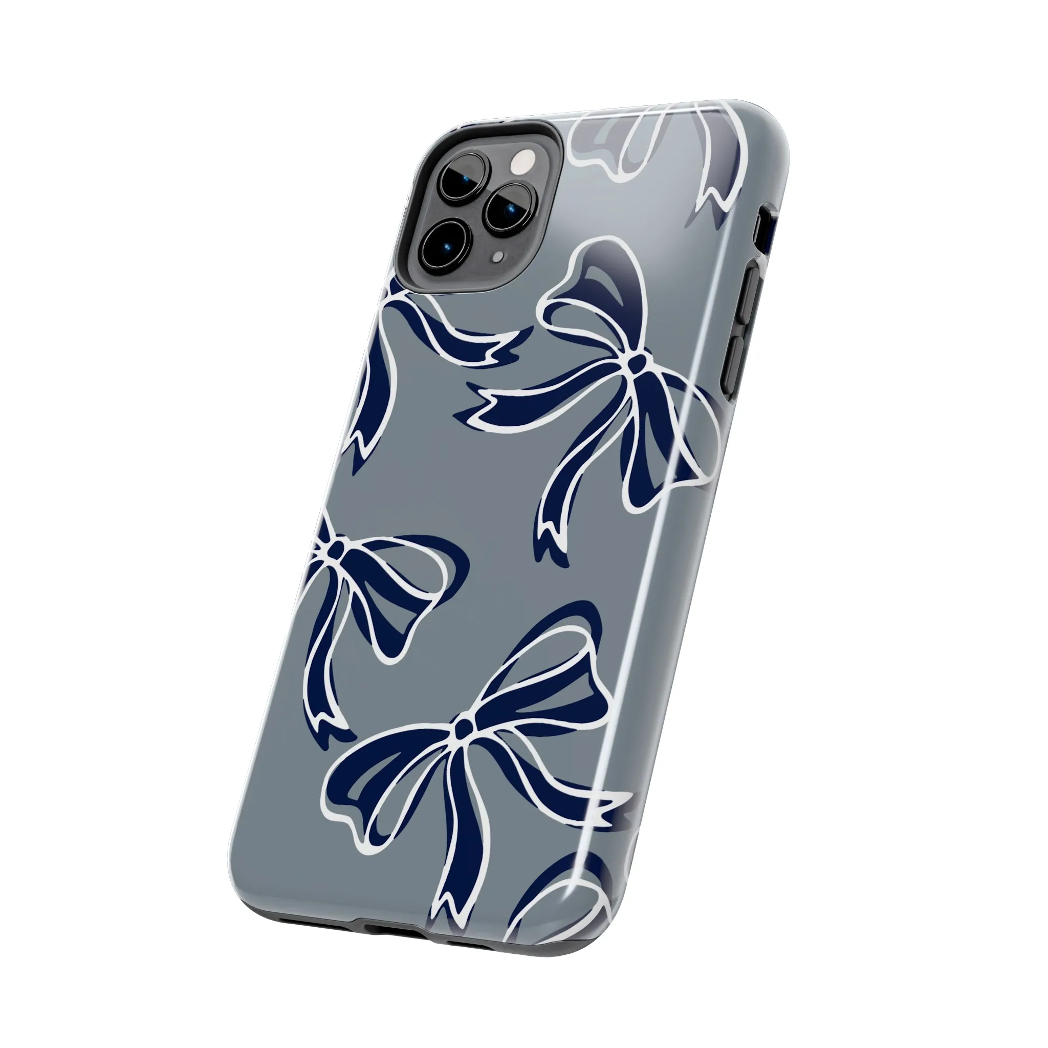 Trendy Bow Phone Case, Bed Party Bow Iphone case, Bow Phone Case, - Monmouth, UConn, Huskies, navy and white, navy and grey