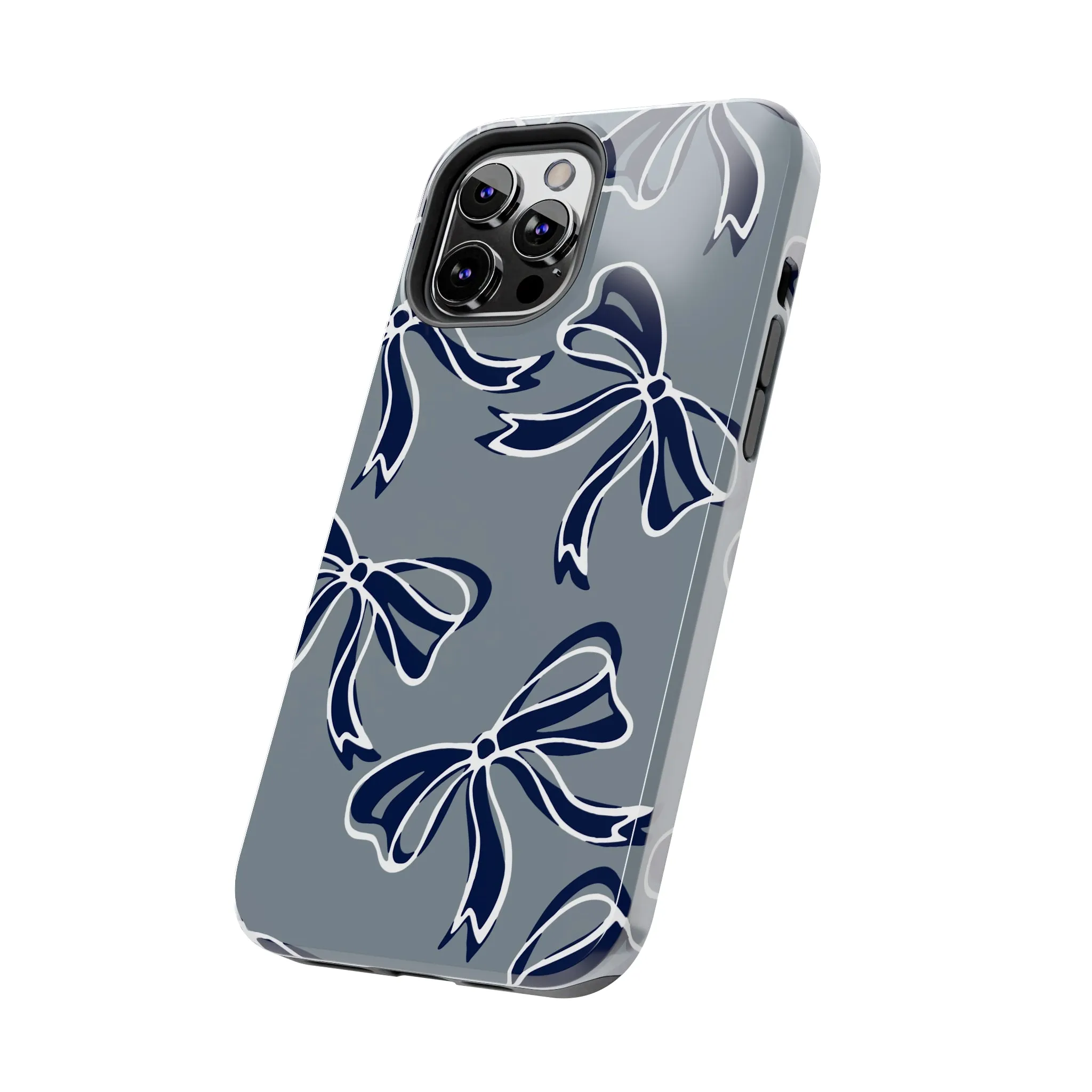 Trendy Bow Phone Case, Bed Party Bow Iphone case, Bow Phone Case, - Monmouth, UConn, Huskies, navy and white, navy and grey