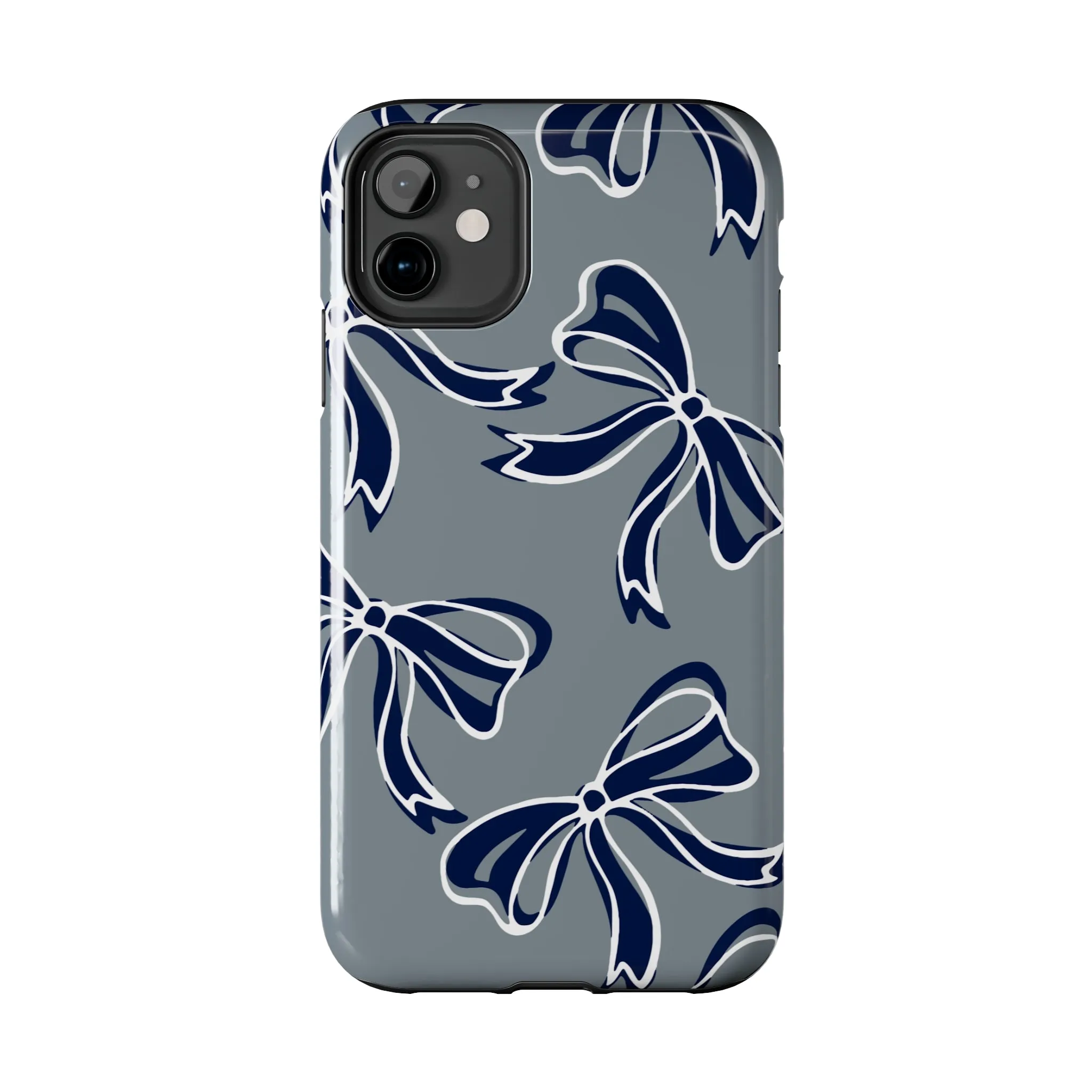 Trendy Bow Phone Case, Bed Party Bow Iphone case, Bow Phone Case, - Monmouth, UConn, Huskies, navy and white, navy and grey