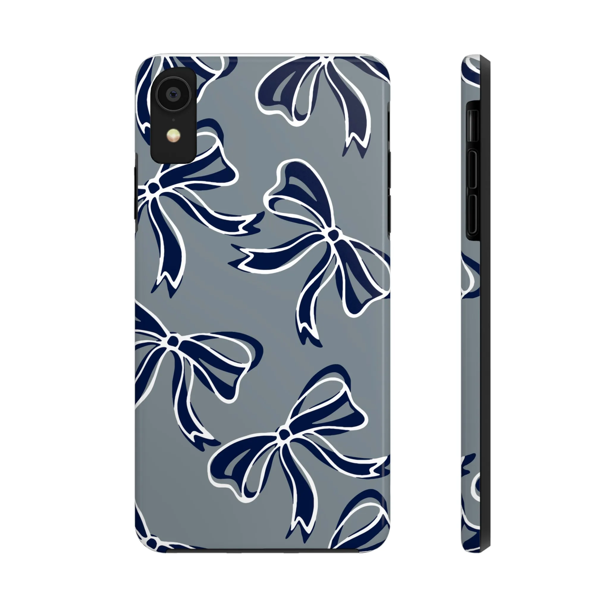 Trendy Bow Phone Case, Bed Party Bow Iphone case, Bow Phone Case, - Monmouth, UConn, Huskies, navy and white, navy and grey