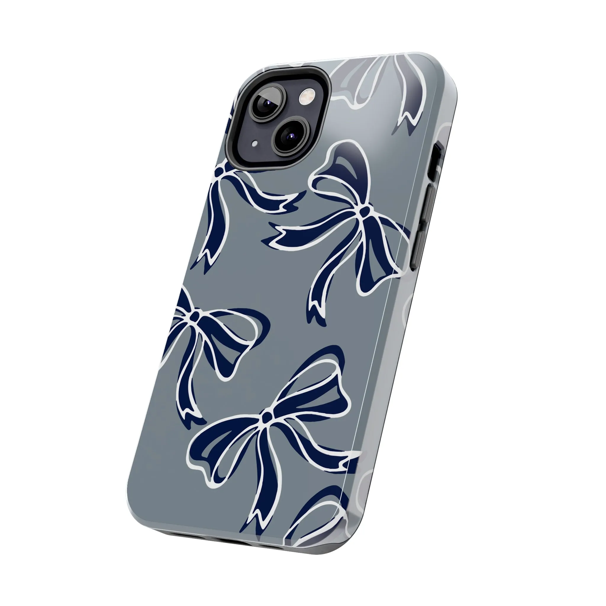 Trendy Bow Phone Case, Bed Party Bow Iphone case, Bow Phone Case, - Monmouth, UConn, Huskies, navy and white, navy and grey