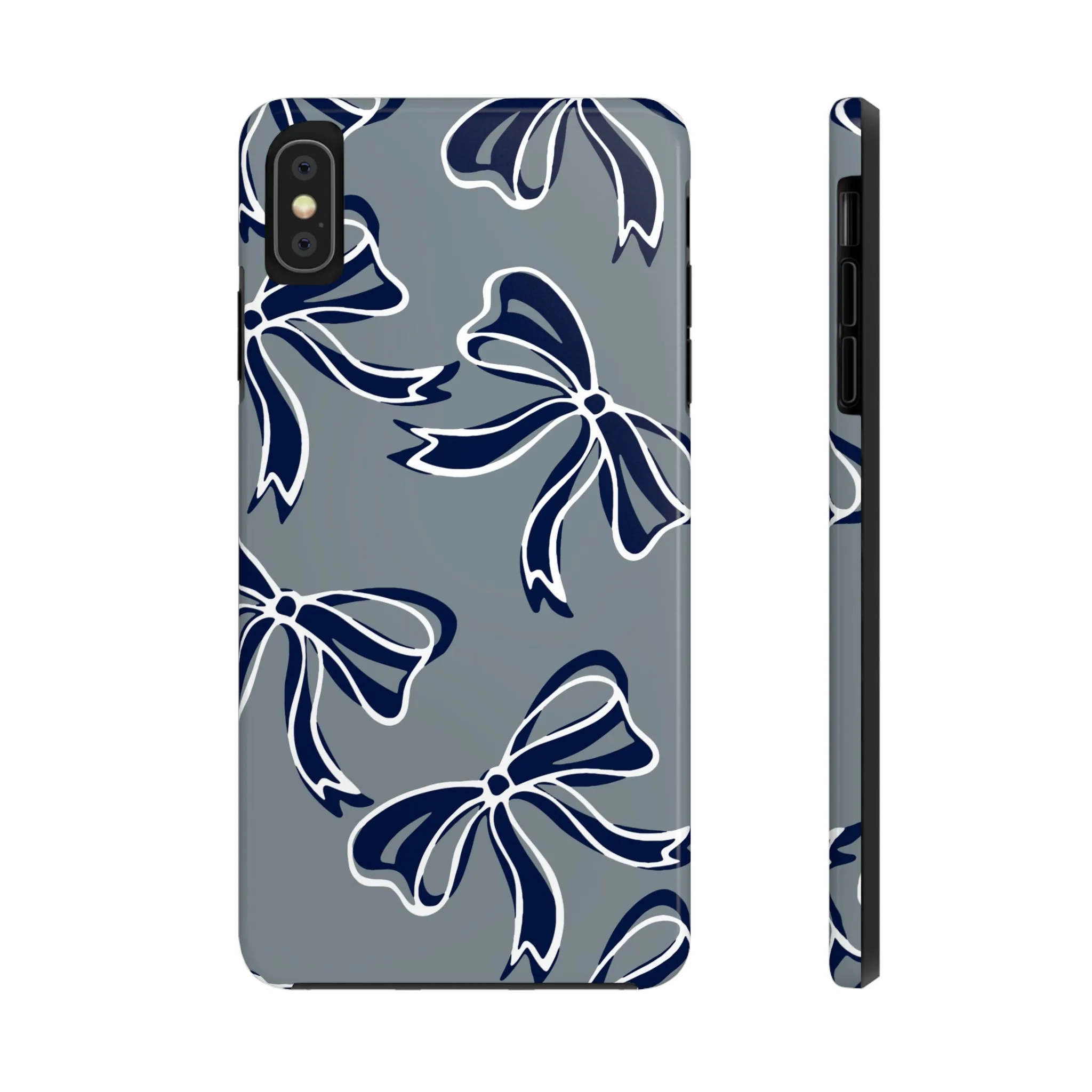 Trendy Bow Phone Case, Bed Party Bow Iphone case, Bow Phone Case, - Monmouth, UConn, Huskies, navy and white, navy and grey