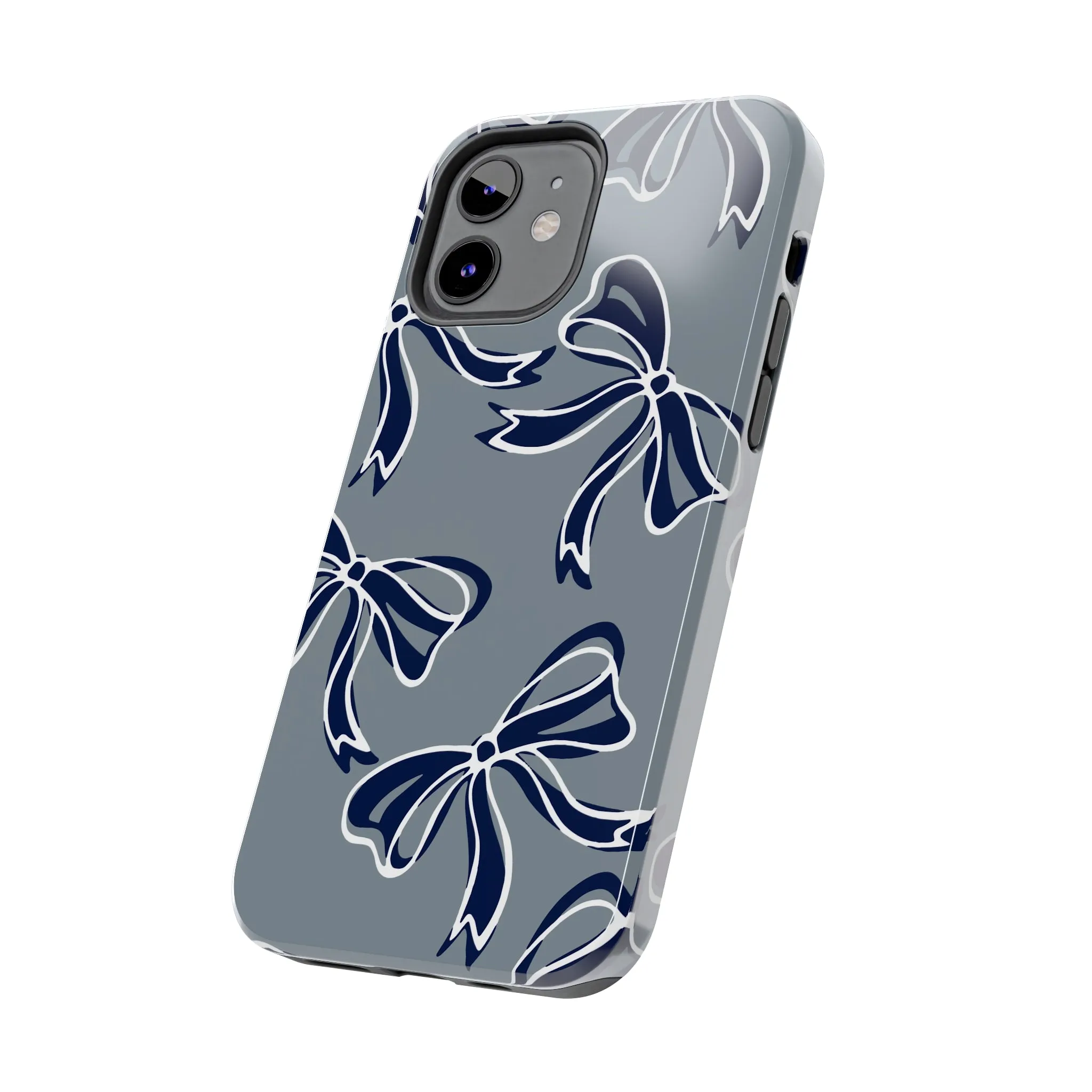 Trendy Bow Phone Case, Bed Party Bow Iphone case, Bow Phone Case, - Monmouth, UConn, Huskies, navy and white, navy and grey