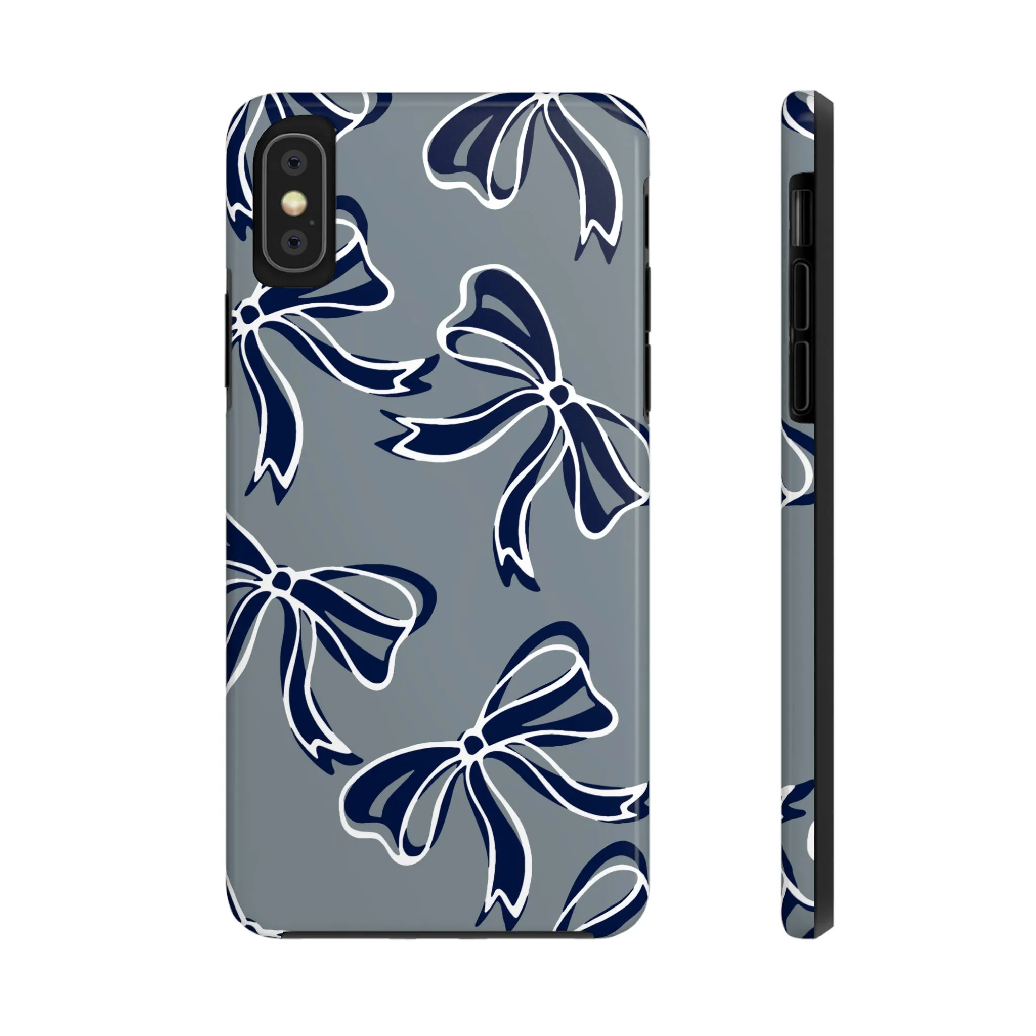 Trendy Bow Phone Case, Bed Party Bow Iphone case, Bow Phone Case, - Monmouth, UConn, Huskies, navy and white, navy and grey