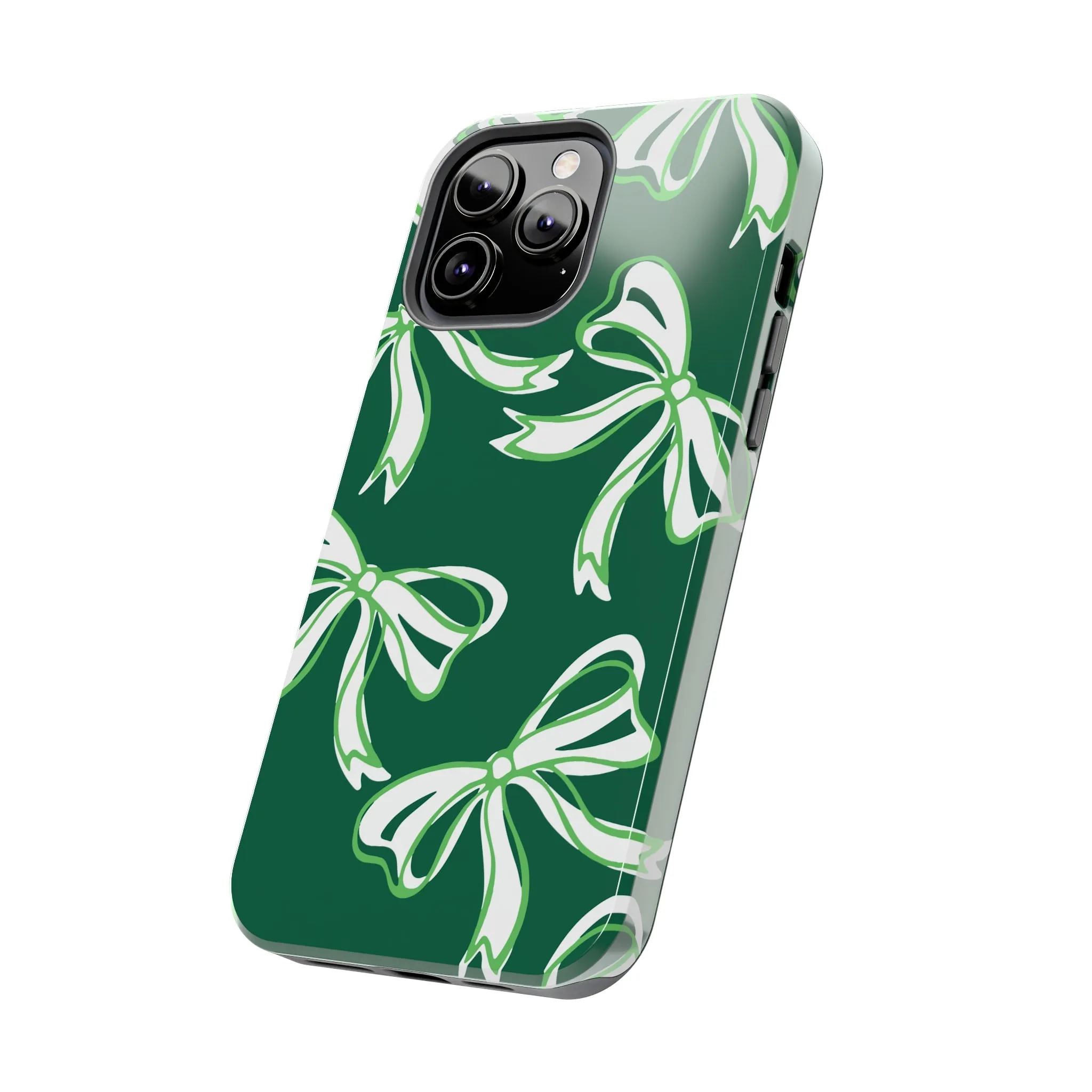 Trendy Bow Phone Case, Bow Phone Case, - Binghamton, BING, Bearcats, green and white