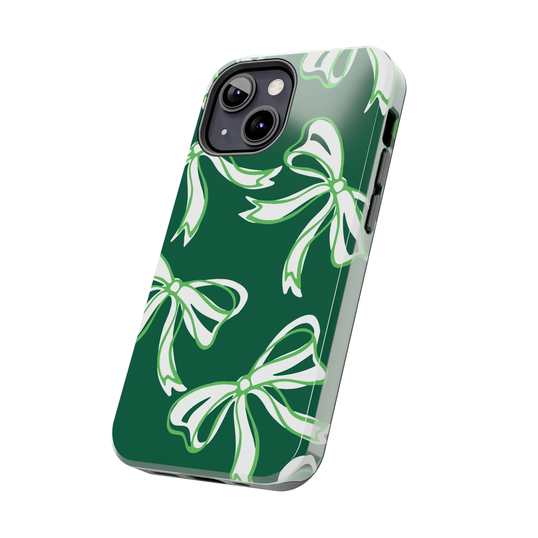 Trendy Bow Phone Case, Bow Phone Case, - Binghamton, BING, Bearcats, green and white