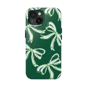 Trendy Bow Phone Case, Bow Phone Case, - Binghamton, BING, Bearcats, green and white