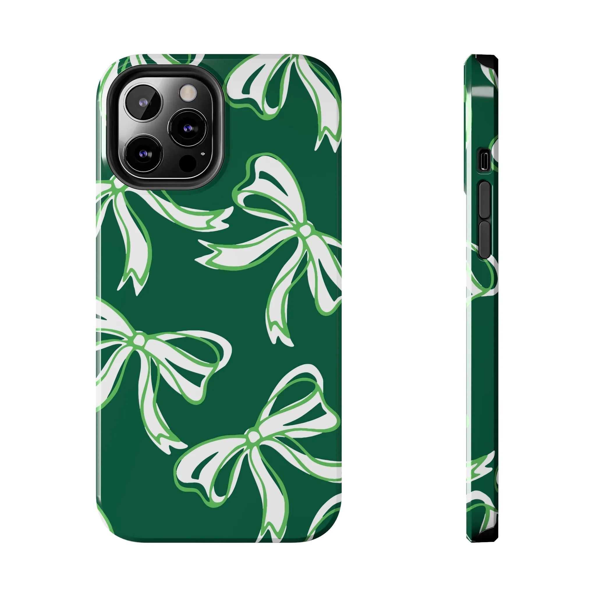 Trendy Bow Phone Case, Bow Phone Case, - Binghamton, BING, Bearcats, green and white