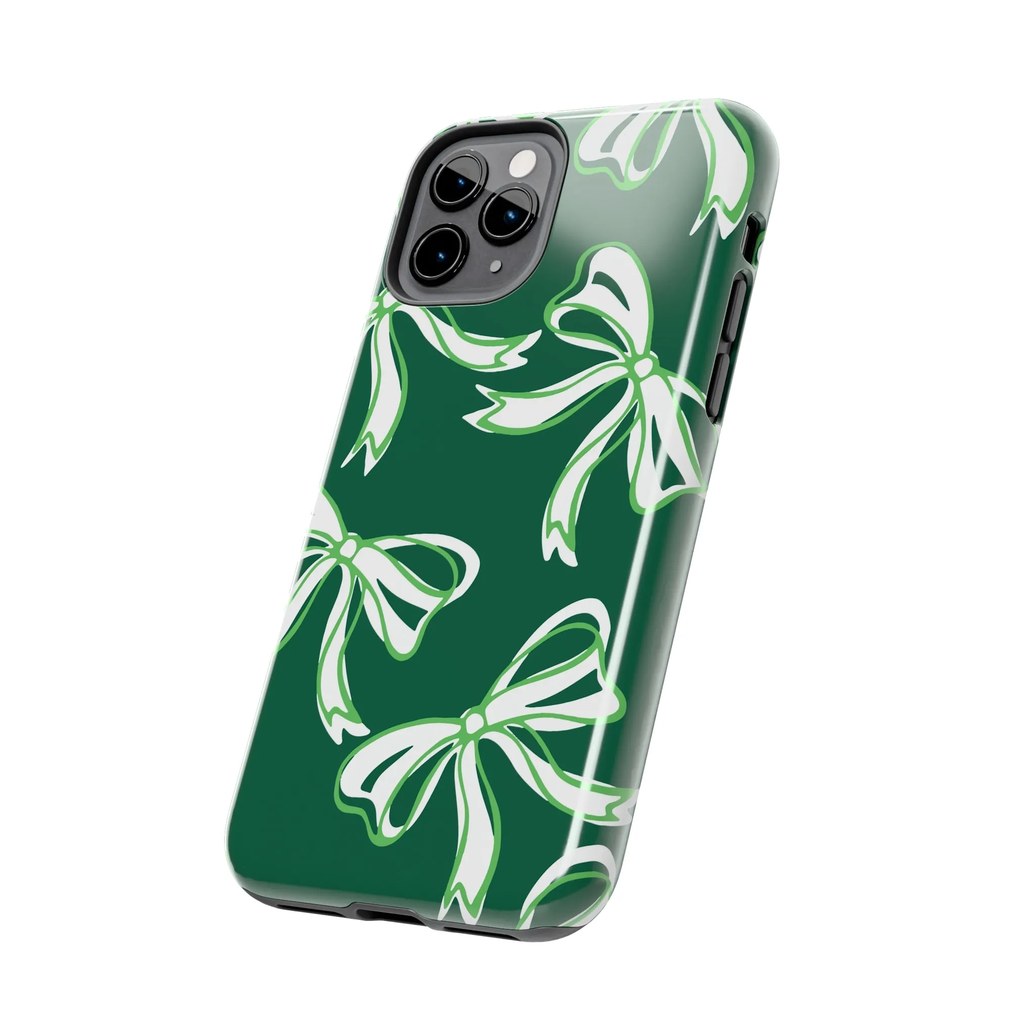 Trendy Bow Phone Case, Bow Phone Case, - Binghamton, BING, Bearcats, green and white