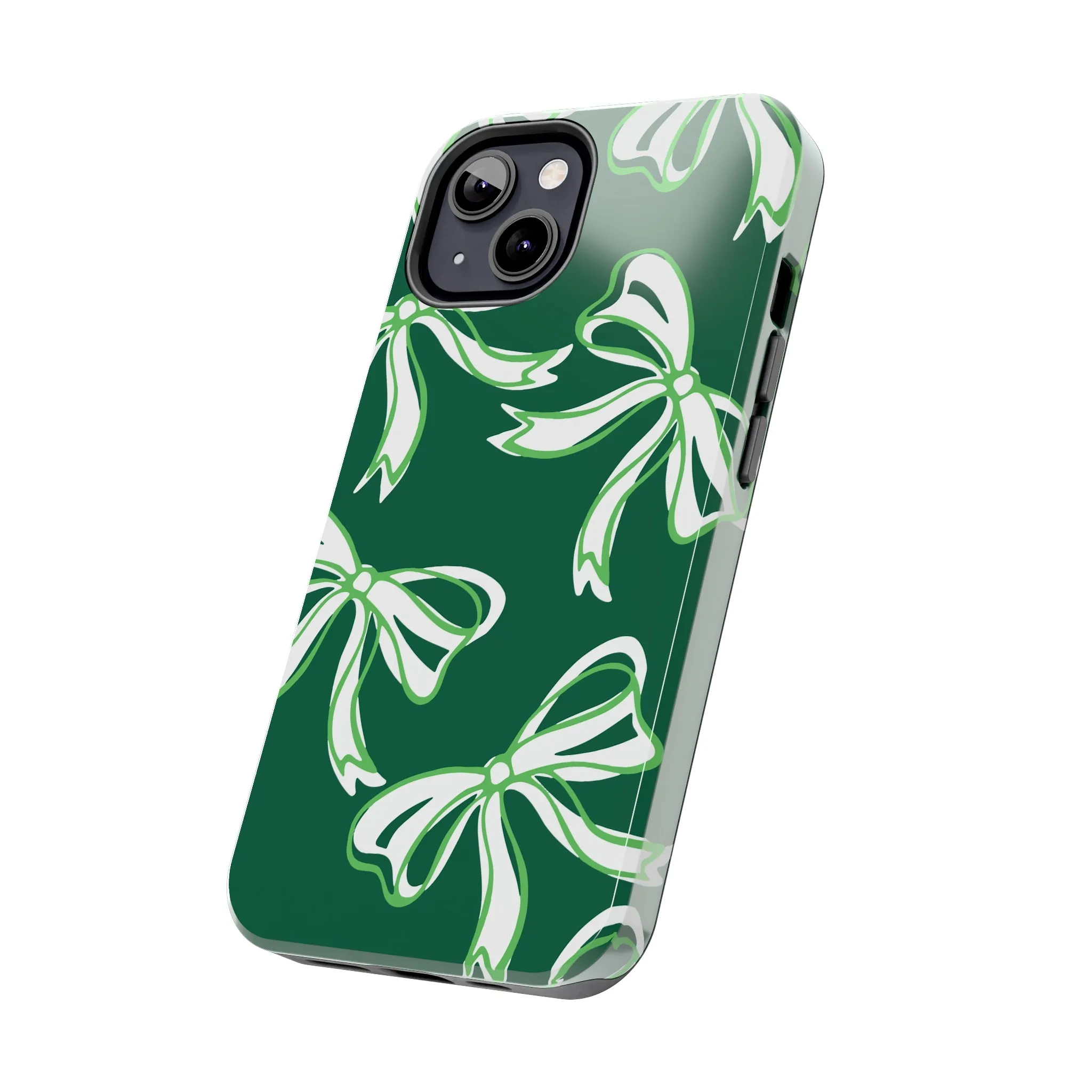 Trendy Bow Phone Case, Bow Phone Case, - Binghamton, BING, Bearcats, green and white