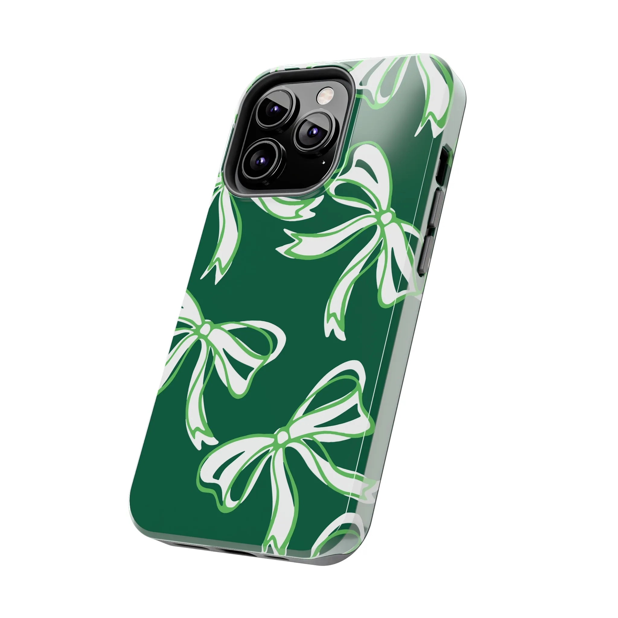 Trendy Bow Phone Case, Bow Phone Case, - Binghamton, BING, Bearcats, green and white