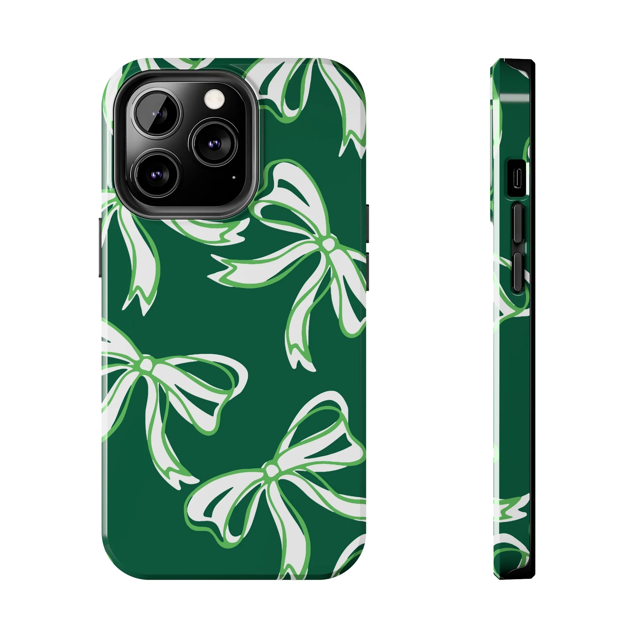 Trendy Bow Phone Case, Bow Phone Case, - Binghamton, BING, Bearcats, green and white