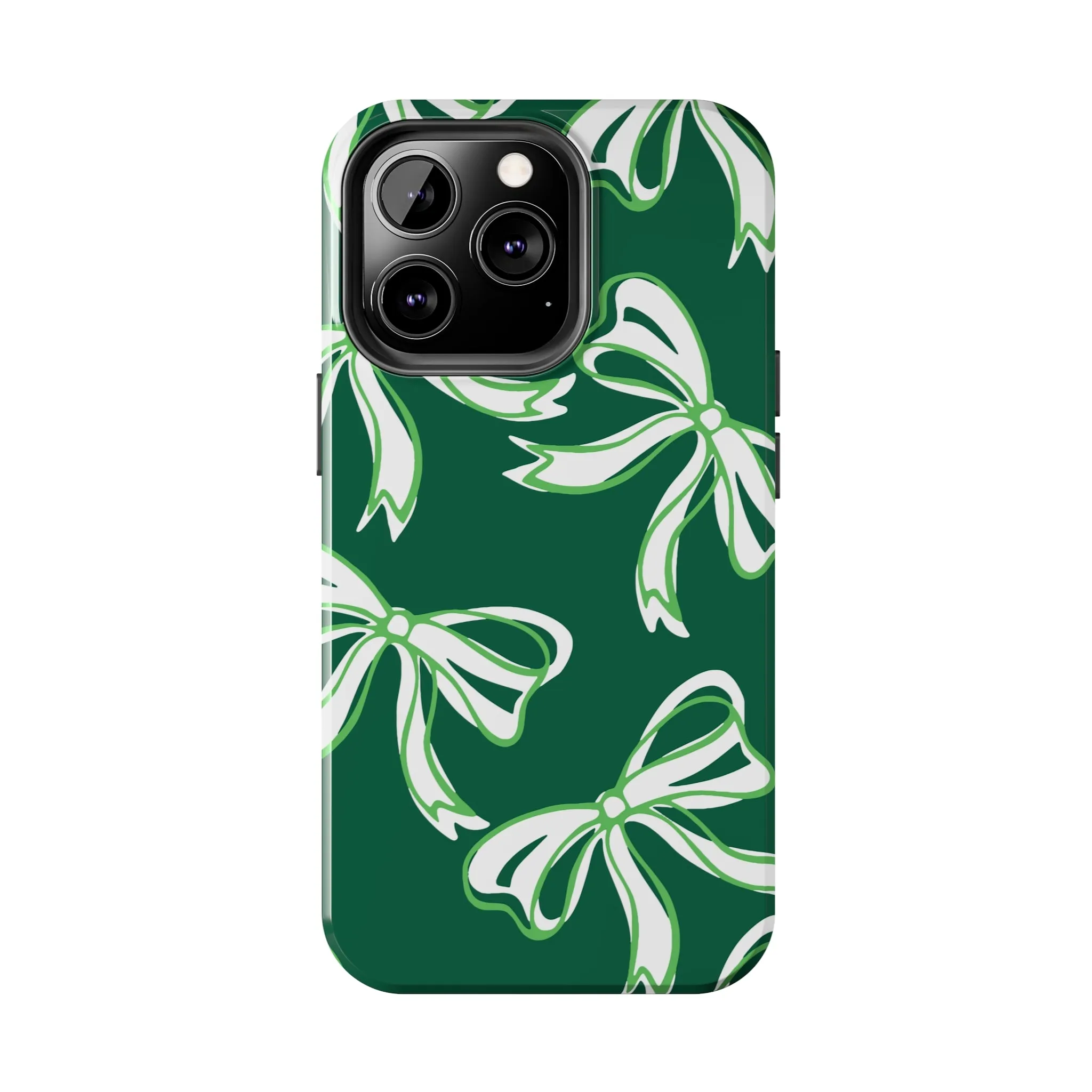 Trendy Bow Phone Case, Bow Phone Case, - Binghamton, BING, Bearcats, green and white