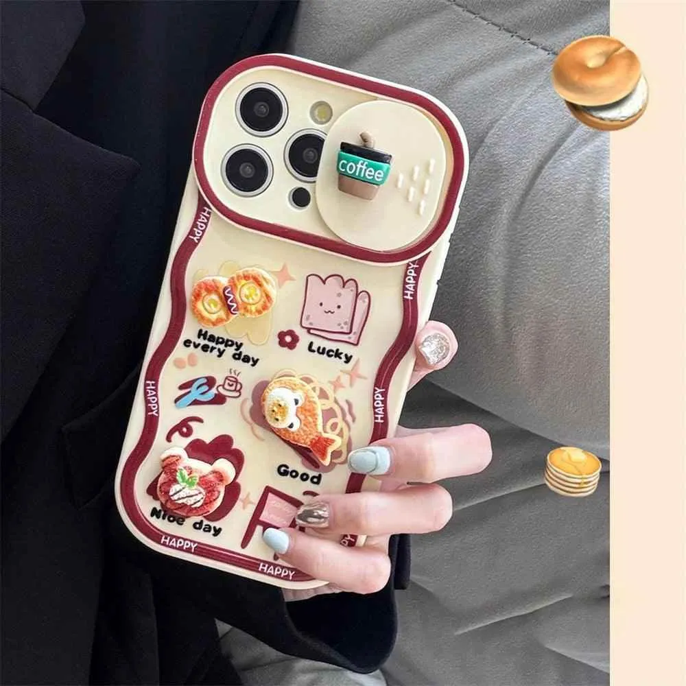 TSP5 Cute Phone Case for iPhone 15, 14, 13, 12, 11 Pro Max, 14, and 15 Plus - 3D Coffee Cartoon Pattern