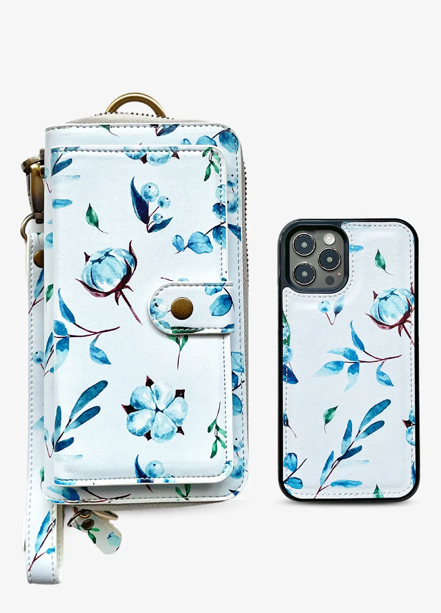 Ultimate Wristlet Phone Case in Blue Blooms