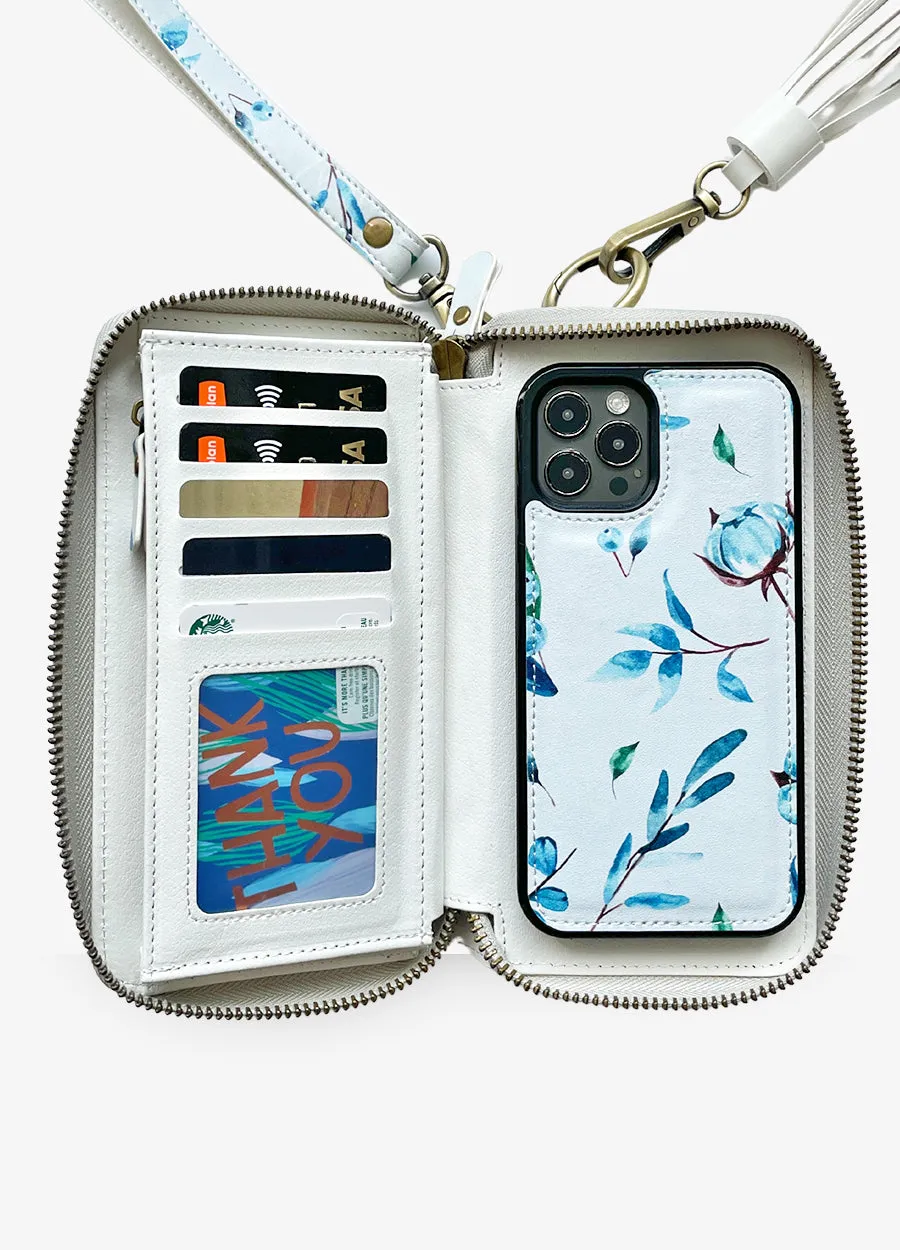 Ultimate Wristlet Phone Case in Blue Blooms