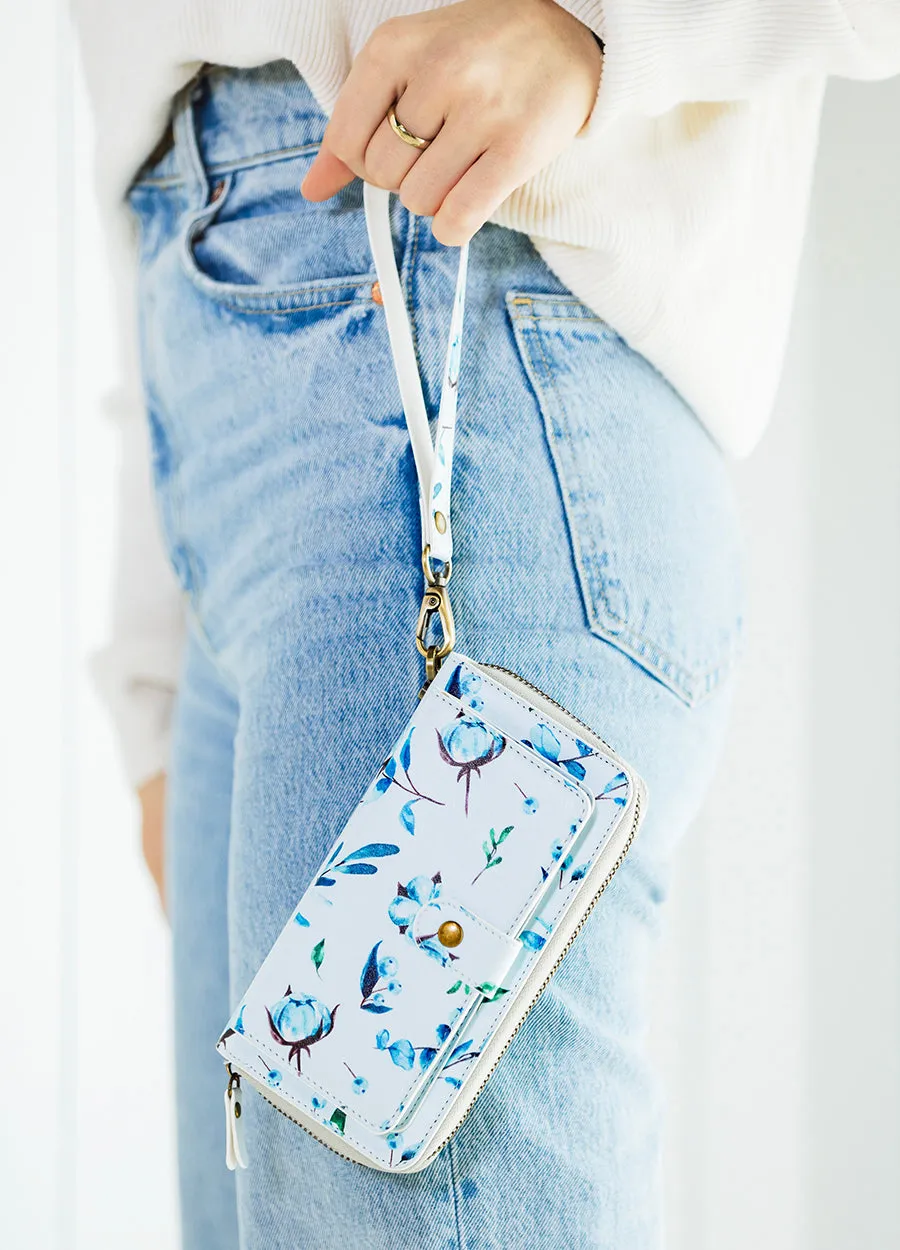 Ultimate Wristlet Phone Case in Blue Blooms