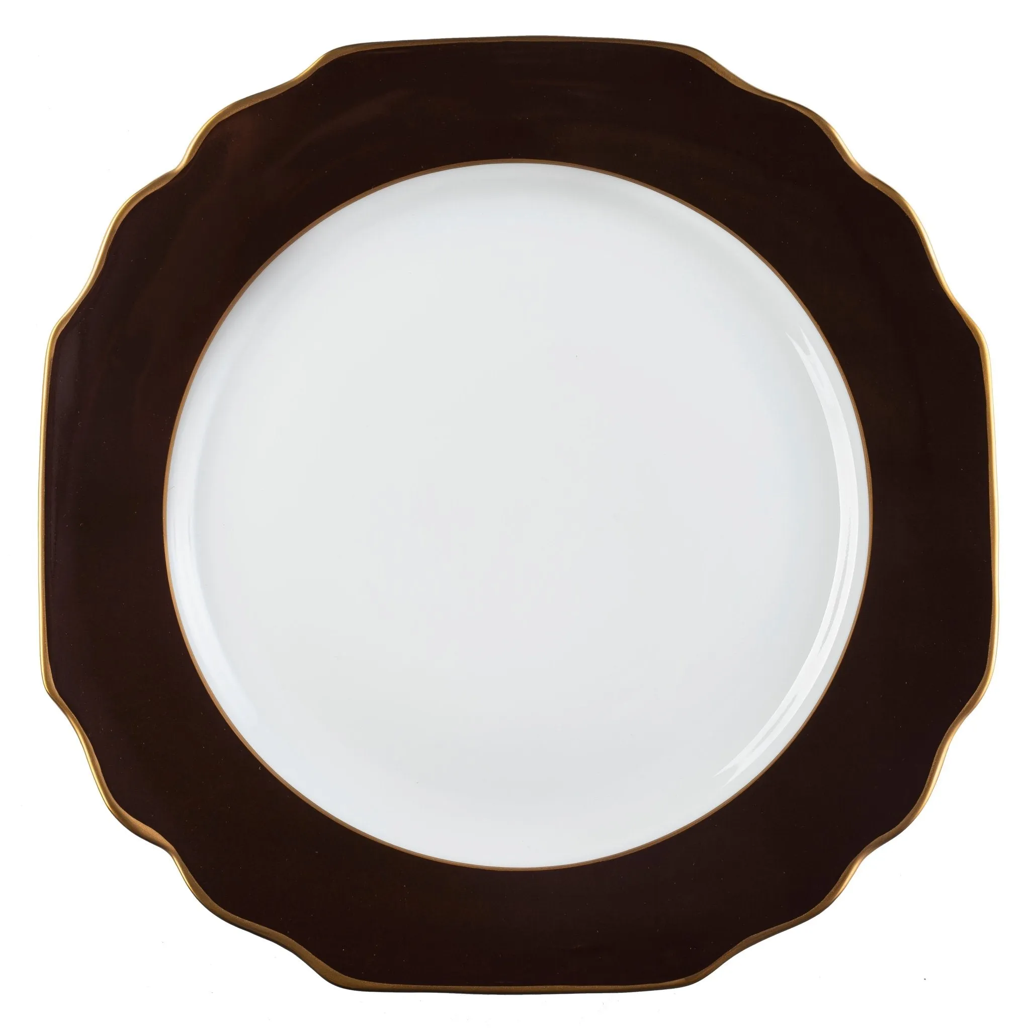 Ultra-White Georgian ColorSheen Chocolate - Gold Banding - Charger Plate