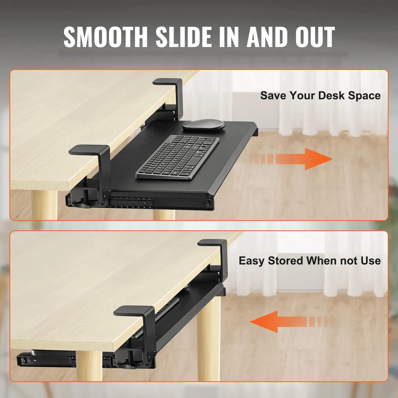 Under Desk Slide-Out Keyboard Drawer - Simple No Drill Mount