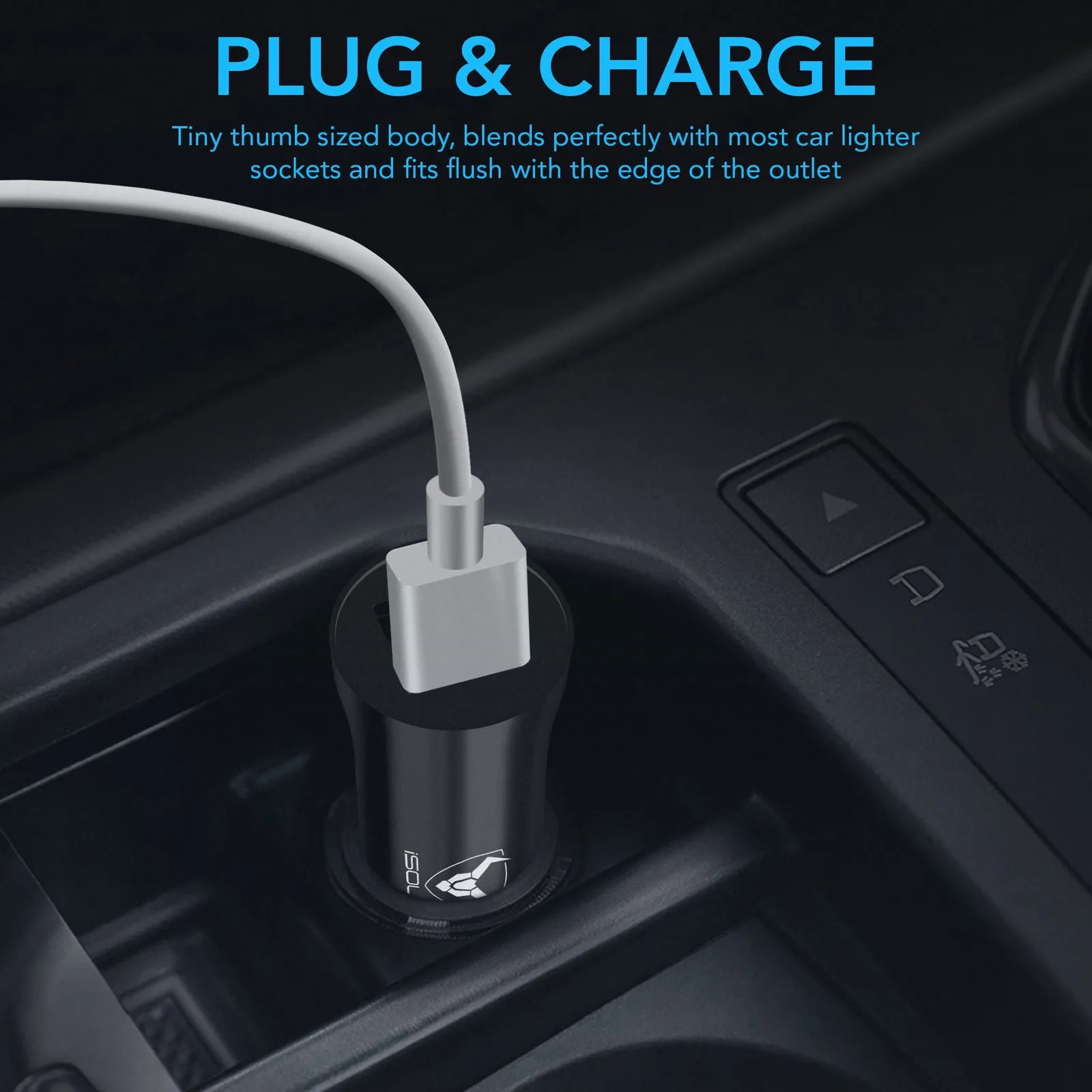 USB Car Charger Dual Port High Speed Fast Charging Car Phone Charger