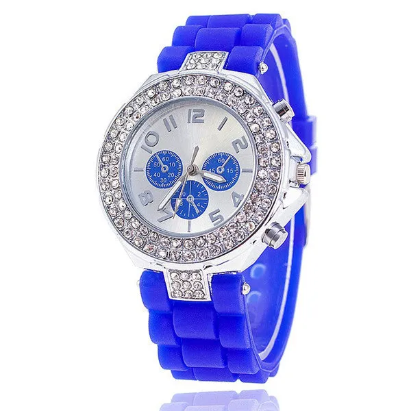 Vansvar Brand Fashion Silicone Watch Crystal Silicone Jelly Watches Watched Women Rhinestone Watch Relogio Feminino BW1000