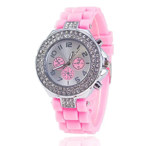 Vansvar Brand Fashion Silicone Watch Crystal Silicone Jelly Watches Watched Women Rhinestone Watch Relogio Feminino BW1000