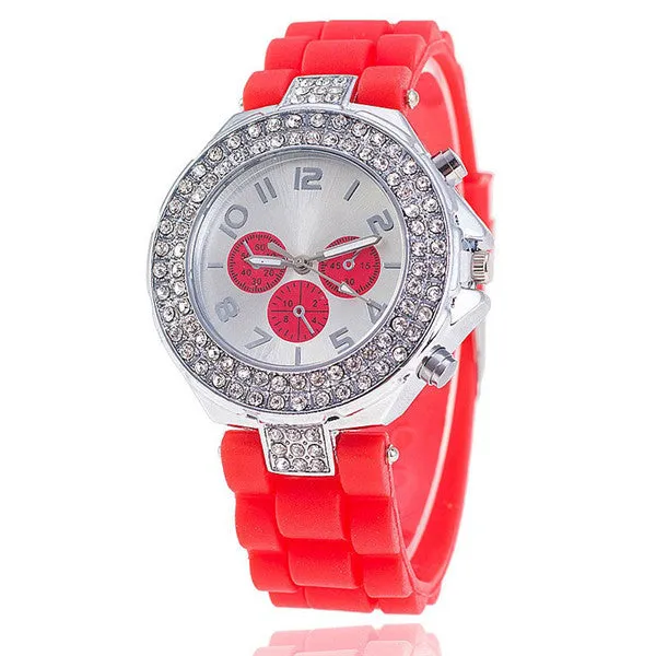 Vansvar Brand Fashion Silicone Watch Crystal Silicone Jelly Watches Watched Women Rhinestone Watch Relogio Feminino BW1000