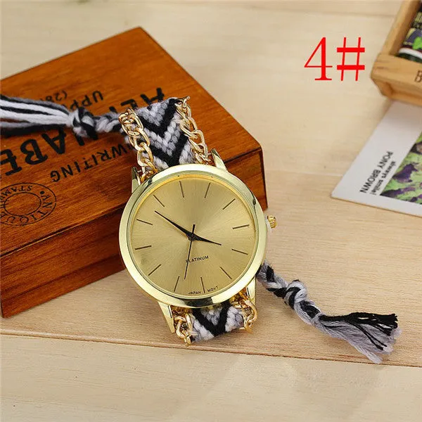 Vansvar Fashion Braided Friendship Bracelet Geneva Watches Hand Made Women Quartz Watches Relogio Mujer Drop Shipping 1165