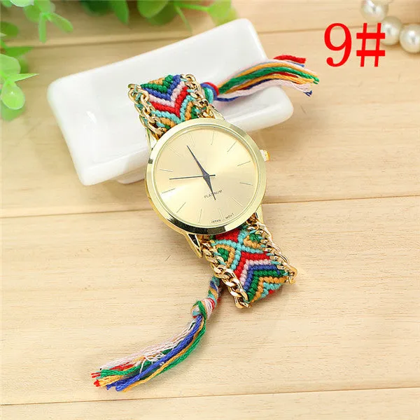 Vansvar Fashion Braided Friendship Bracelet Geneva Watches Hand Made Women Quartz Watches Relogio Mujer Drop Shipping 1165