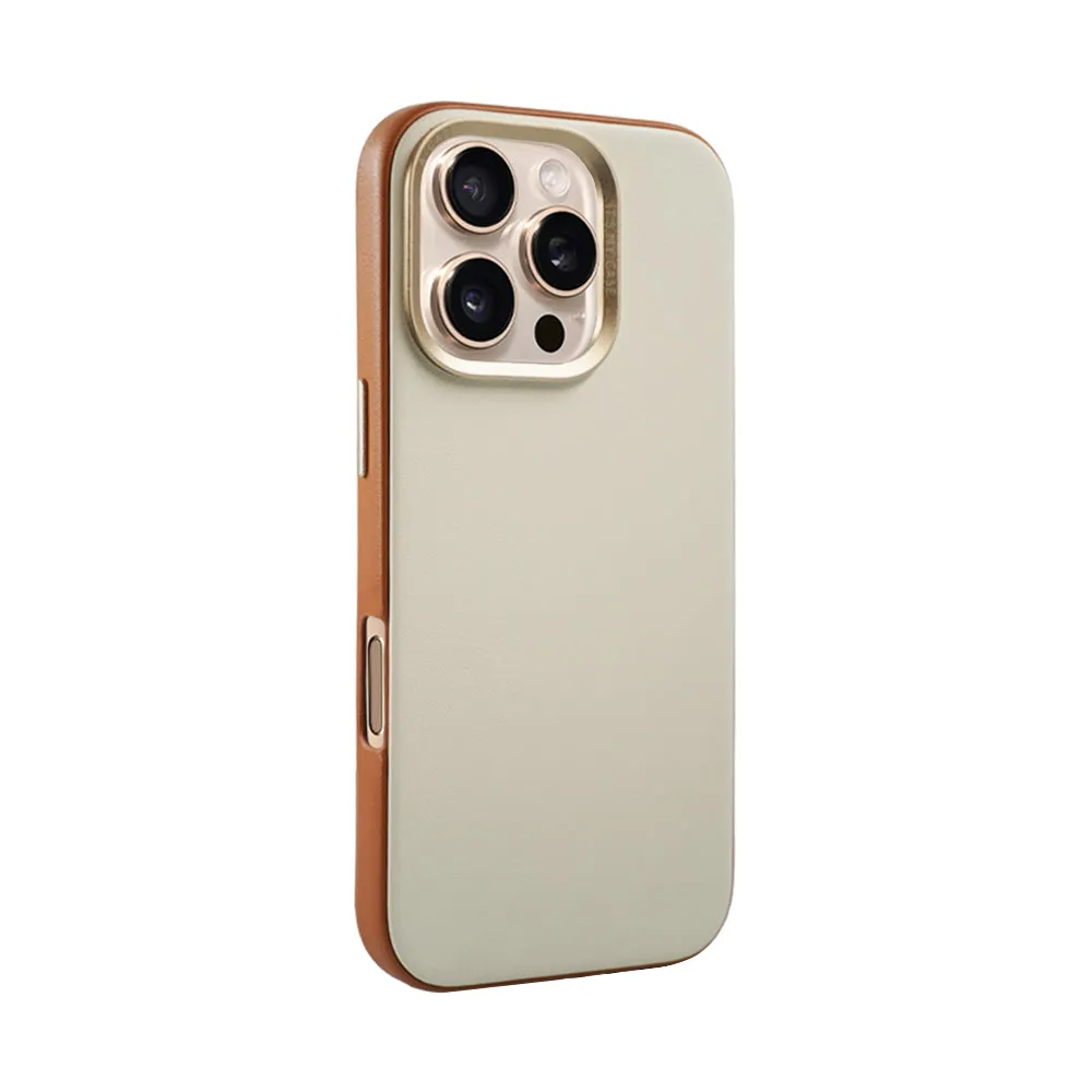 Vegan Leather Case For iPhone 16 Series - Beige