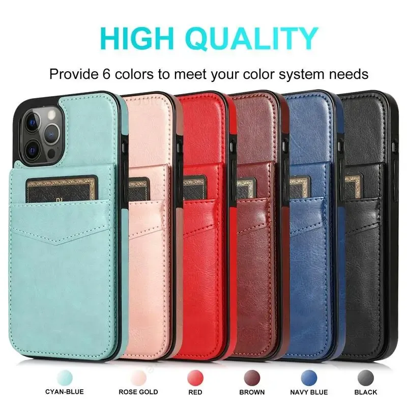 Vertical Flip Wallet PU Leather Phone Case With Multiple Card Slot Stand For iPhone