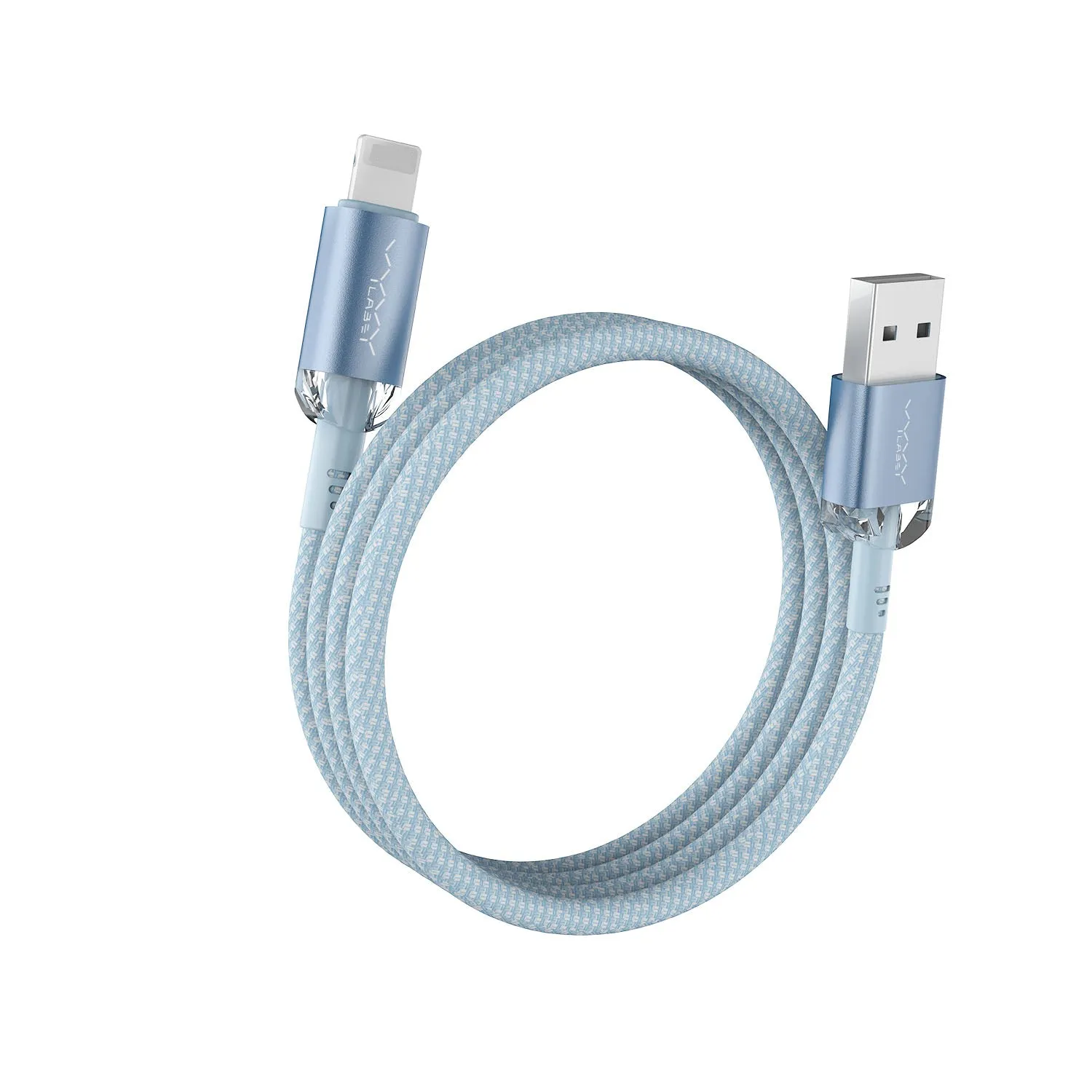 Vyvylabs Crystal Series Fast Charging Data Cable USB to iP 2.4A 1M - Blue