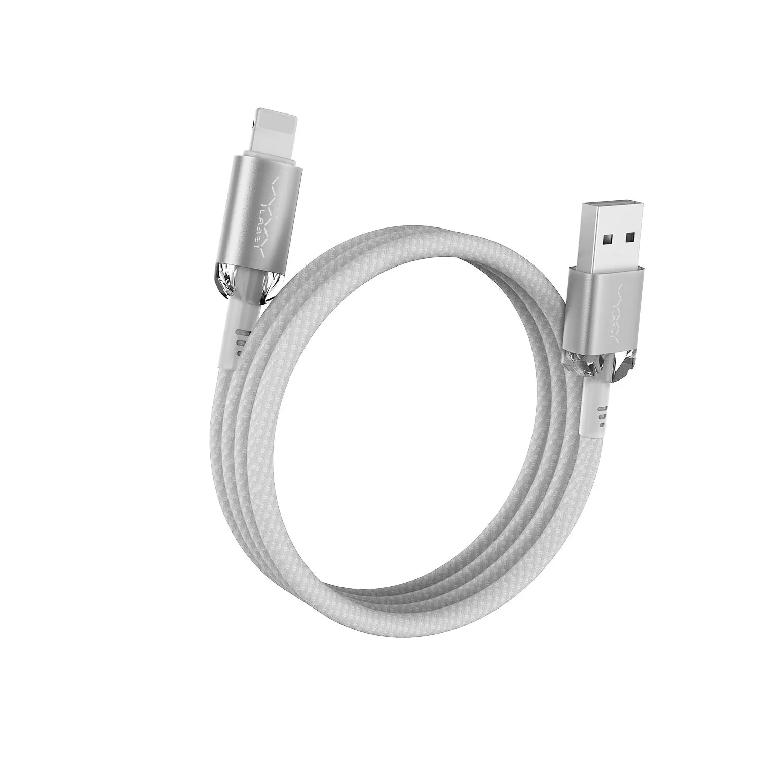 Vyvylabs Crystal Series Fast Charging Data Cable USB to iP 2.4A 1M - White