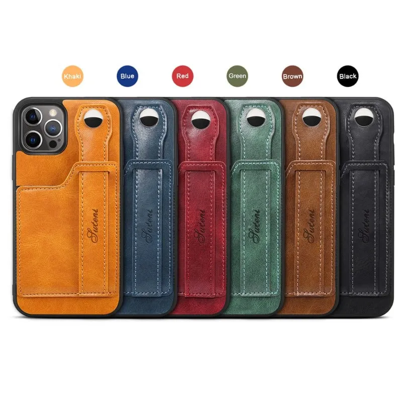 Wallet Phone Case Slim PU Leather Case With Card Holder Wrist Hand Strap