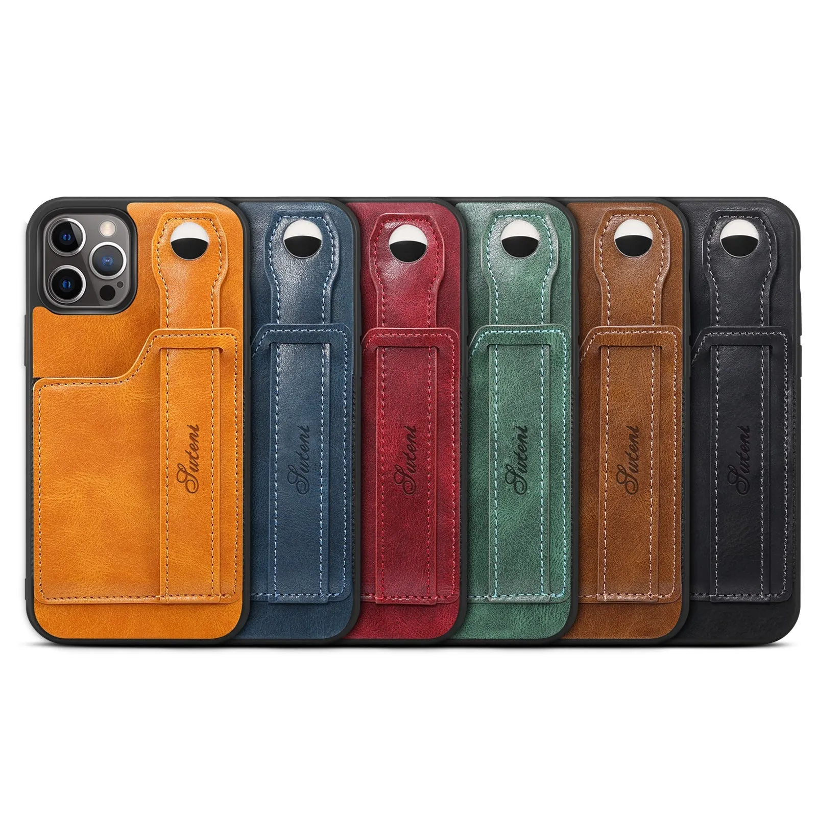 Wallet Phone Case Slim PU Leather Case With Card Holder Wrist Hand Strap