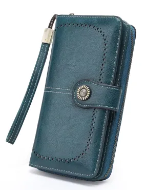 Wallets for Women Large Capacity Genuine Leather Credit Card Holder with RFID Blocking