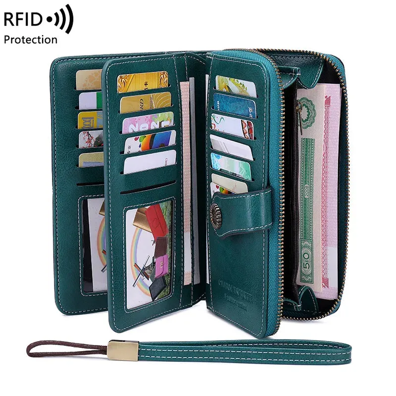 Wallets for Women Large Capacity Genuine Leather Credit Card Holder with RFID Blocking