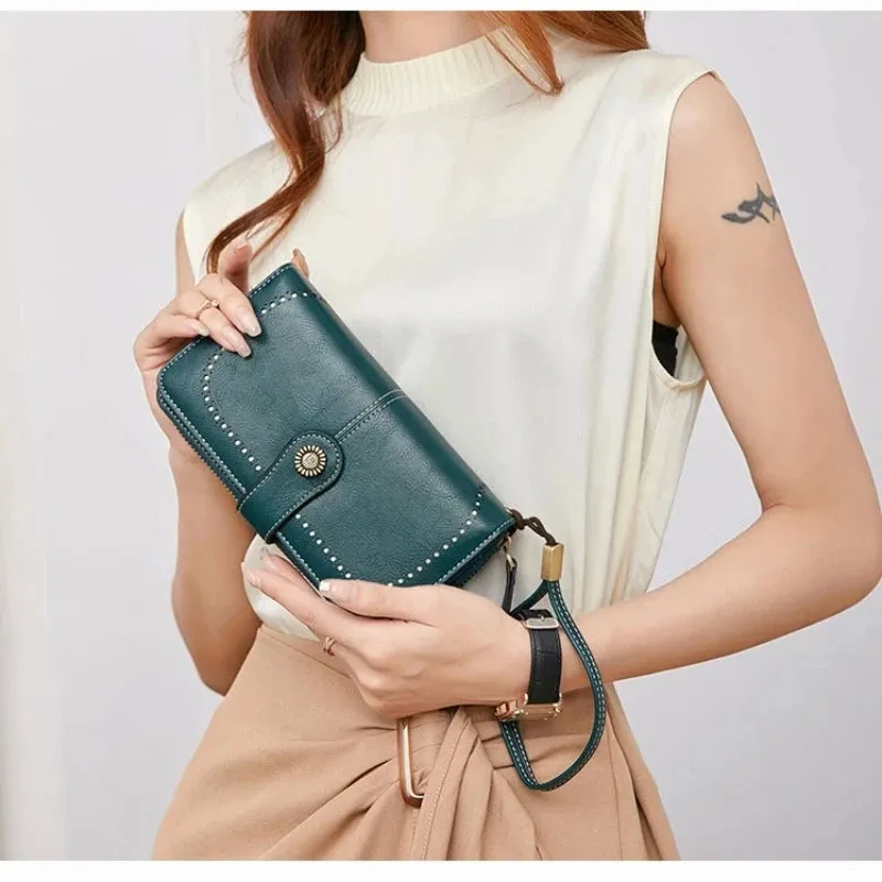 Wallets for Women Large Capacity Genuine Leather Credit Card Holder with RFID Blocking