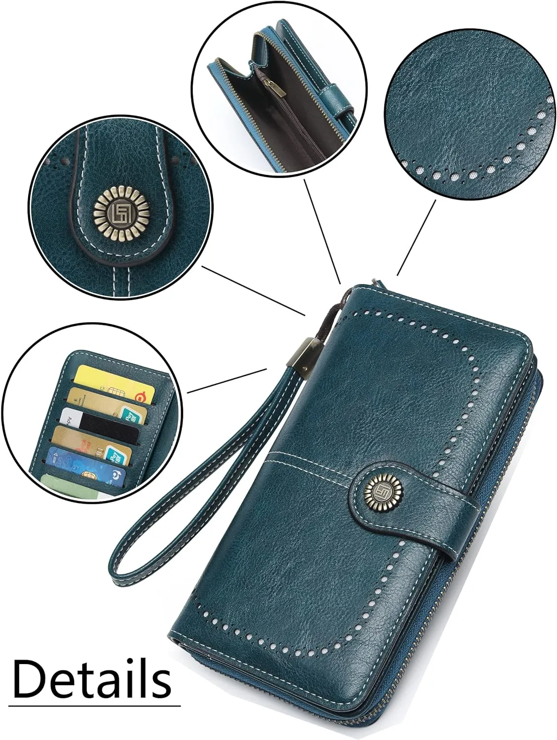 Wallets for Women Large Capacity Genuine Leather Credit Card Holder with RFID Blocking