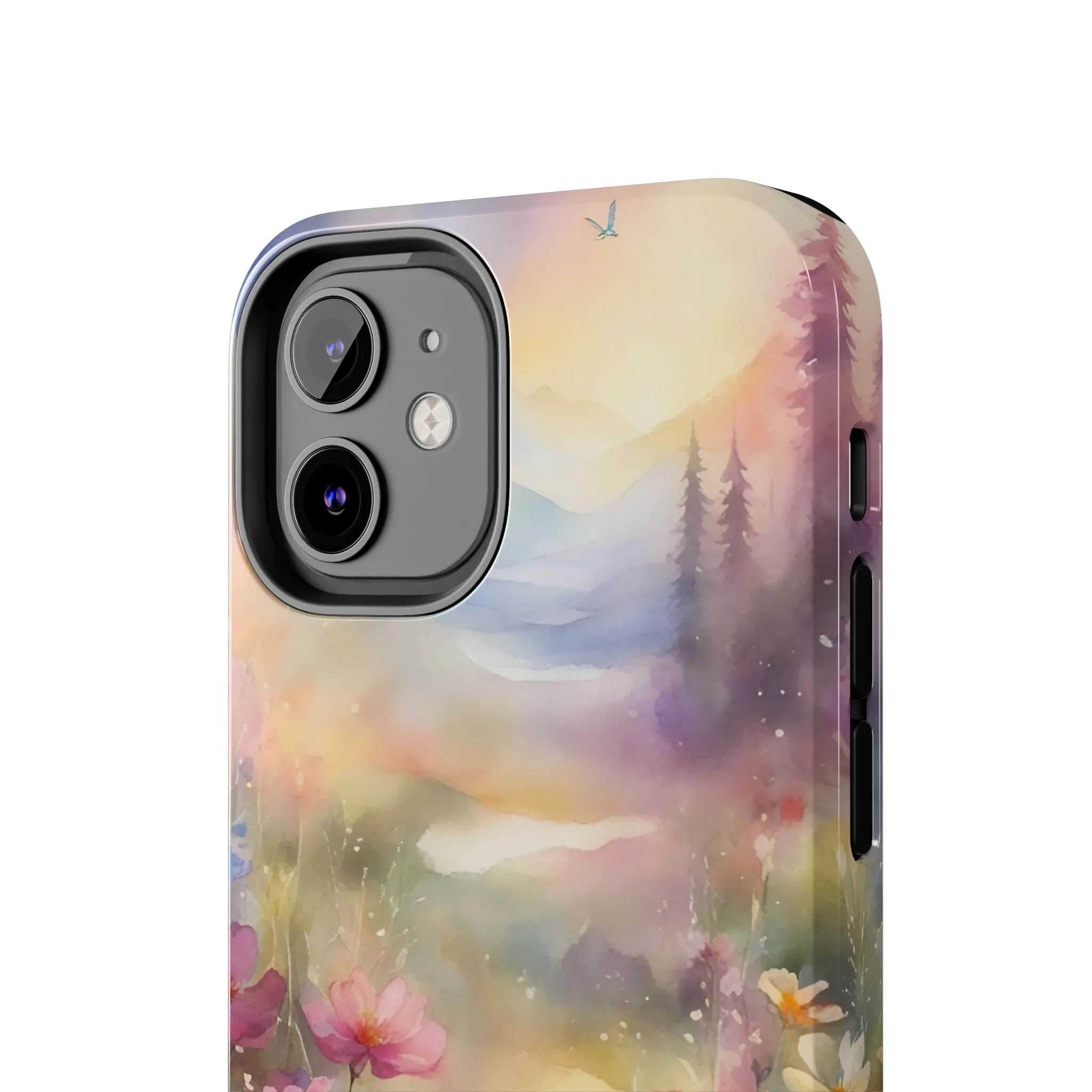 Watercolor Landscape and Wildflowers Pattern print design Tough Phone Case compatible with a large variety of phone models, Phone Case