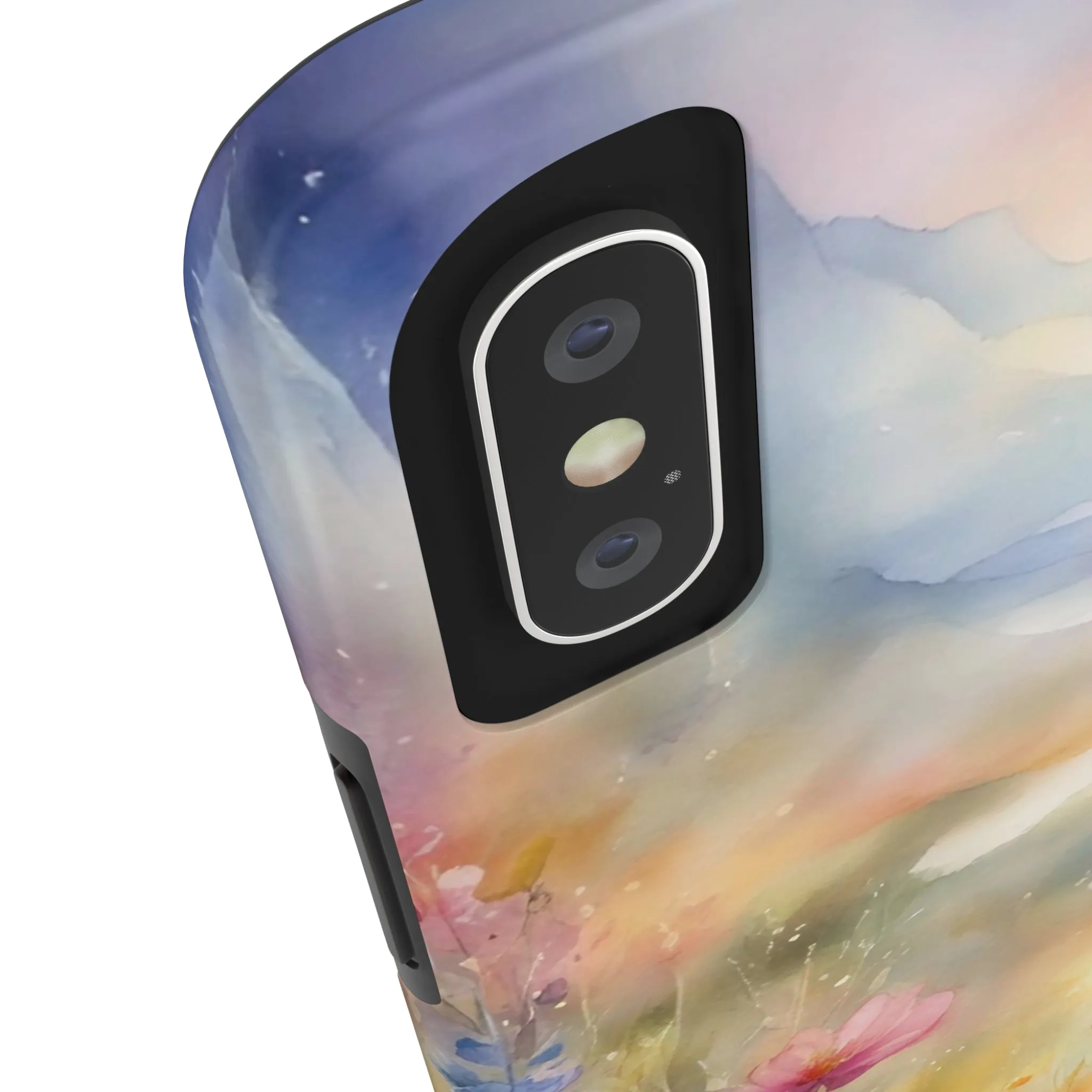 Watercolor Landscape and Wildflowers Pattern print design Tough Phone Case compatible with a large variety of phone models, Phone Case