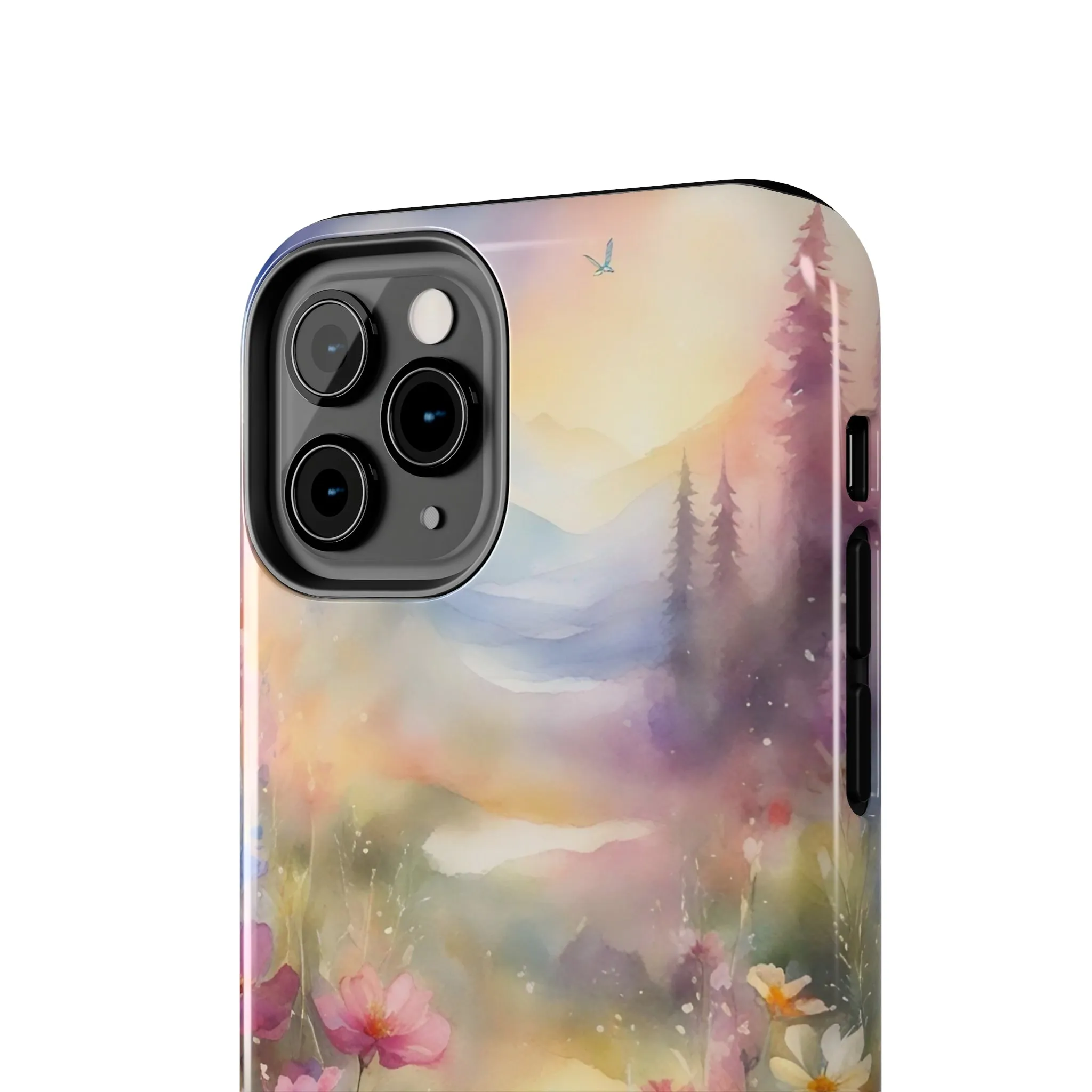 Watercolor Landscape and Wildflowers Pattern print design Tough Phone Case compatible with a large variety of phone models, Phone Case