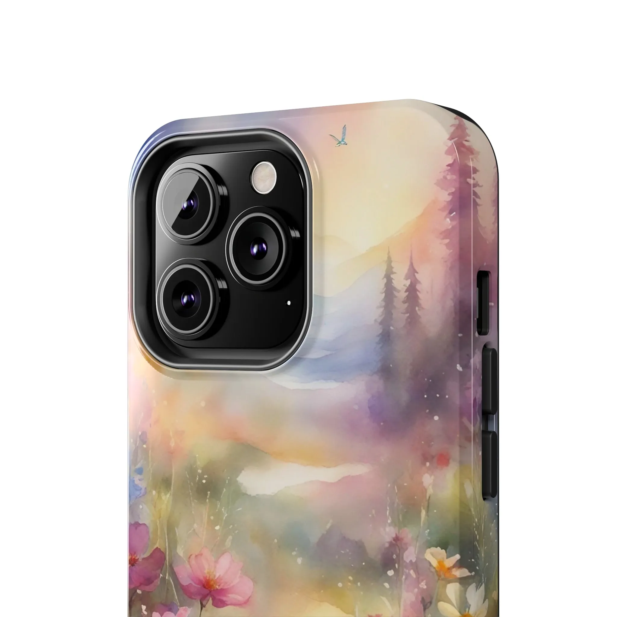 Watercolor Landscape and Wildflowers Pattern print design Tough Phone Case compatible with a large variety of phone models, Phone Case