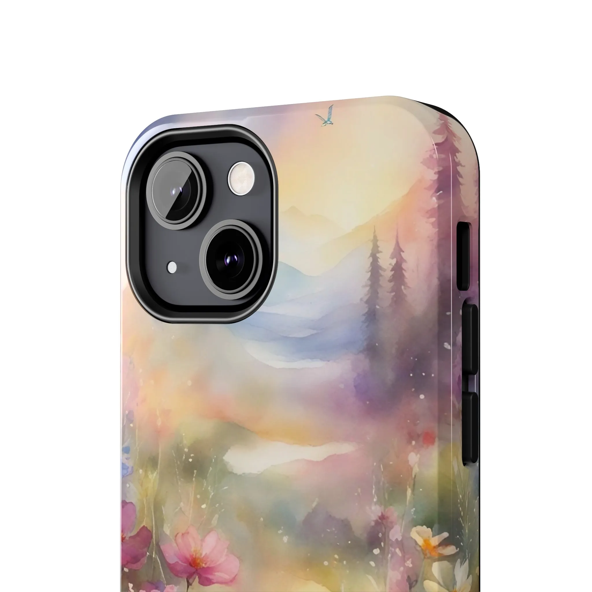 Watercolor Landscape and Wildflowers Pattern print design Tough Phone Case compatible with a large variety of phone models, Phone Case