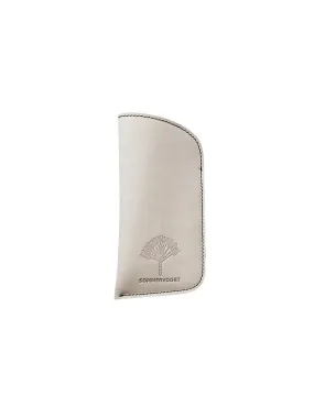 White Linen classic leather glasses case