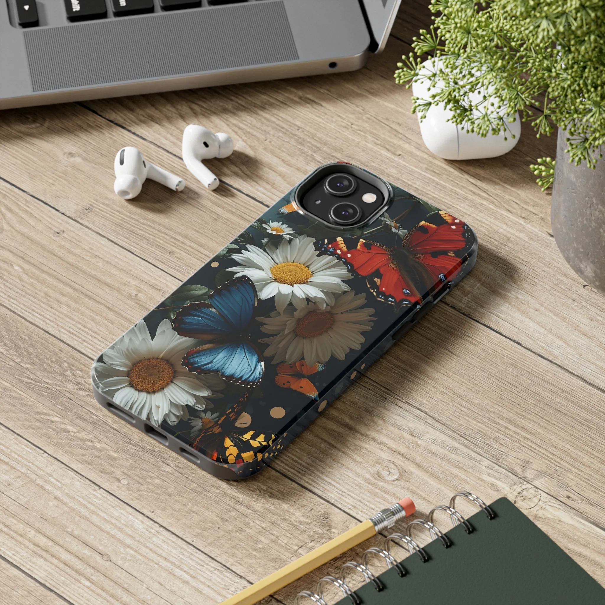 Wildflowers & Butterflies Vibrant Tones Digital print Design Tough Phone Case compatible with a large variety of iPhone models, Phone Case