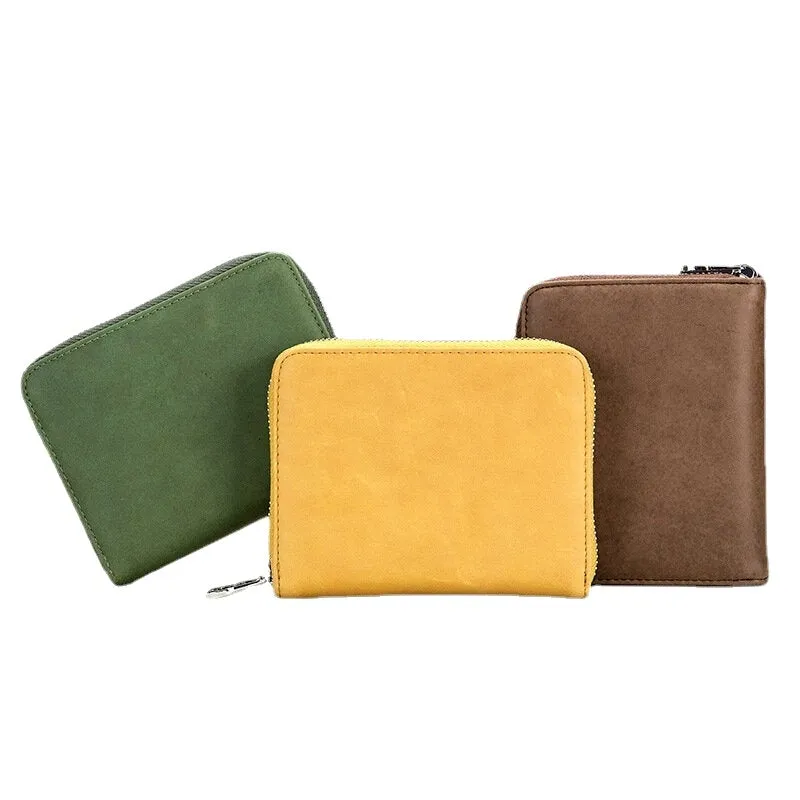 Women Genuine Leather RFID Anti-theft Organ Design Milti-card Slot Card Bag Card Holder Wallet