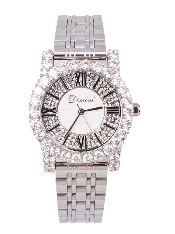 Women's Watch silver zircon shining dial Stainless Steel strap women's clothing watch