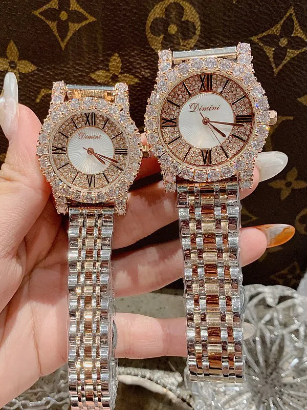 Women's Watch silver zircon shining dial Stainless Steel strap women's clothing watch