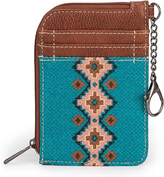 Wrangler Southwestern Art Print Mini Zip Card Case Dark Turquoise